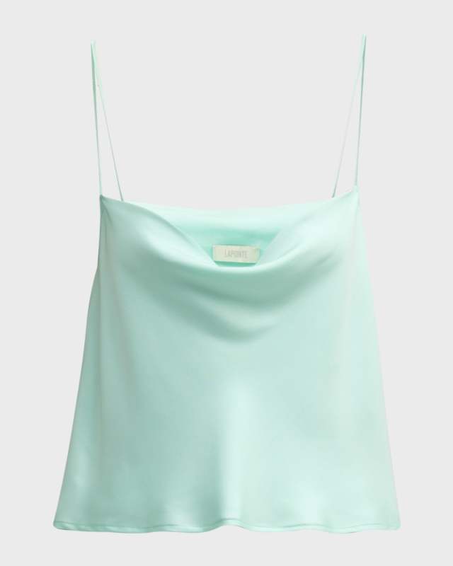 Cowl-Neck Organic Silky Twill Bias Cami
